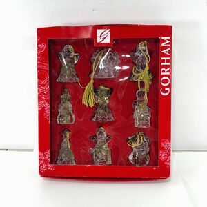 Gorham Christmas Crystal Ornaments Set Of 9 Christmas Holiday Decor Gold Tassels